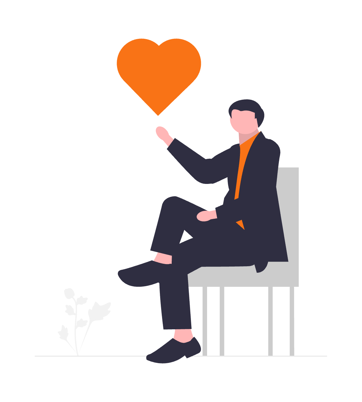 Undraw Symbolbild Mann mit Herz, orange