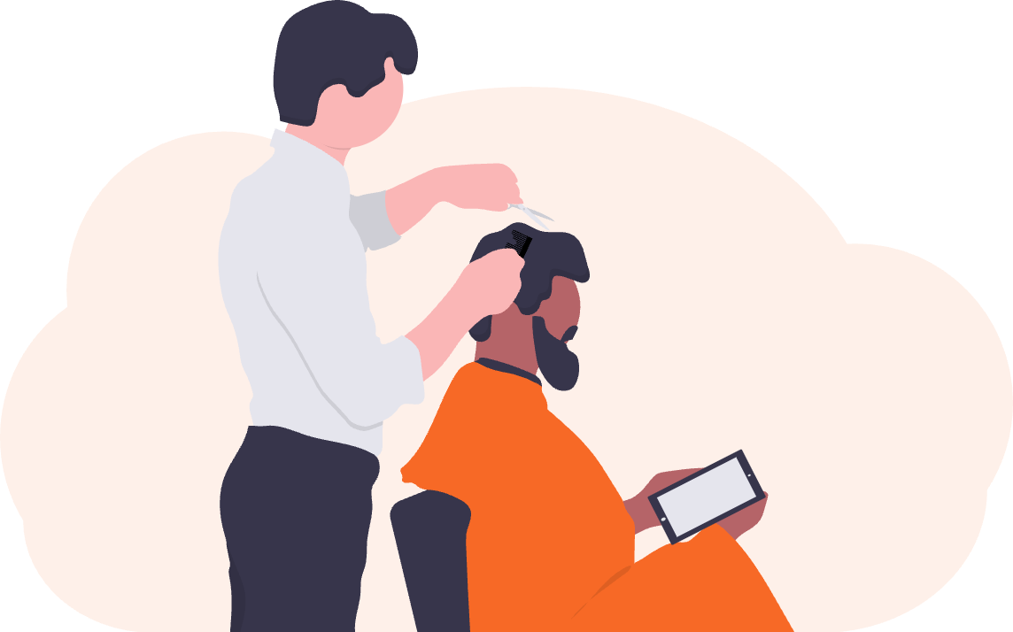 Undraw Symbolbild, Friseur in orange