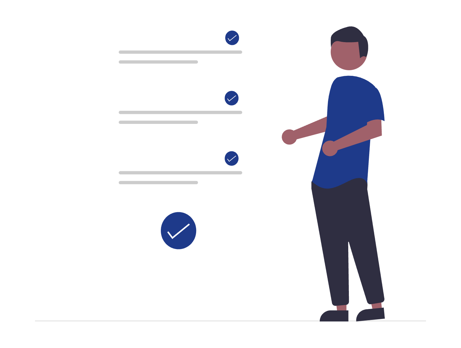 Undraw Zeichnng für eine Auflistung, blau